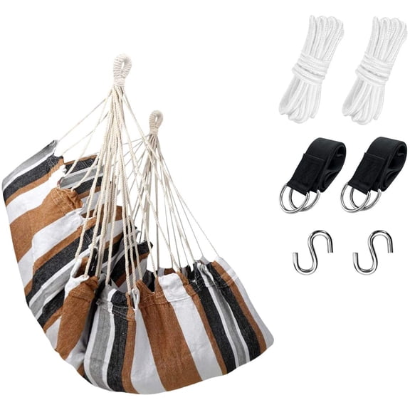 Ourdoor Hanging Hammock Chair – Comfortable Tree Swing Chair Large Size 110X130cm（Without Pillows） - 330 Lbs Weight Capacity (Brown)