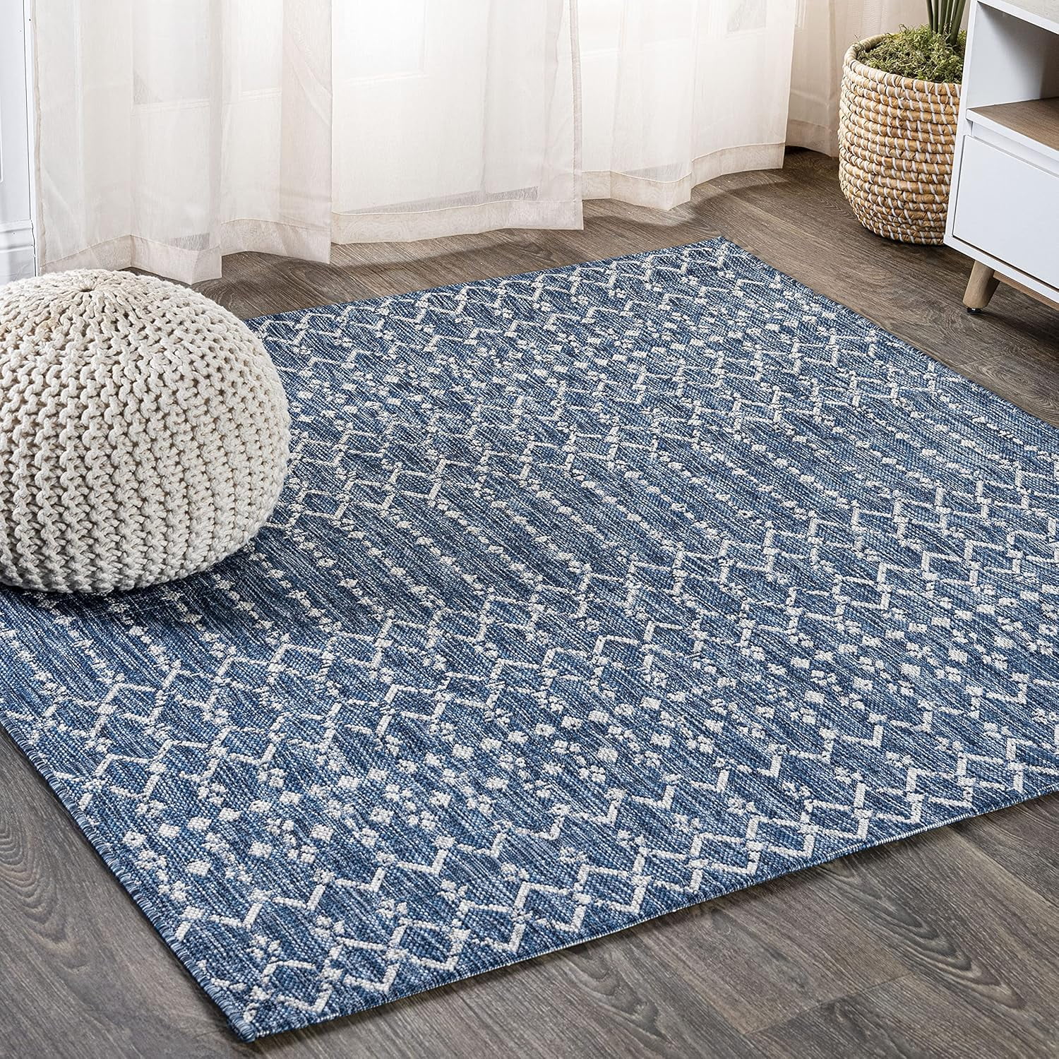 Ourika Moroccan Geometric Textured Weave Indoor/Outdoor Area Rug ... - Scandinavian Geometric Moroccan Styles