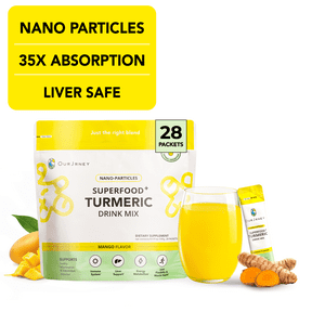 OurJrney Nano Turmeric Curcumin Drink Powder SupplementsMango Flavor Daily Morning Routine Immunity Wellness Shot , Gut Health & Joint Support - No Added Sugar, Vegan, Gluten-Free, Non-GMO-28 Sachet