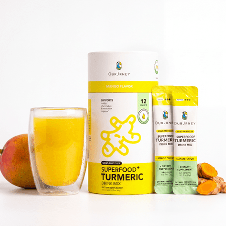 OurJrney Nano Turmeric Curcumin Drink Powder Supplements–Mango Flavor Daily Morning Routine Immunity Wellness Shot , Gut Health & Joint Support - No Added Sugar, Vegan, Gluten-Free, Non-GMO-12 Sachet