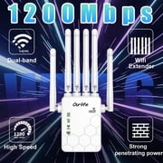 Ourlife 2026 Dual Band WiFi Range Extender, 2.4GHz & 5GHz Signal Booster Repeater with 1200Mbps Speed, Wall-Through WiFi Amplifier, Covers up to 10000 Sq.ft (Wh