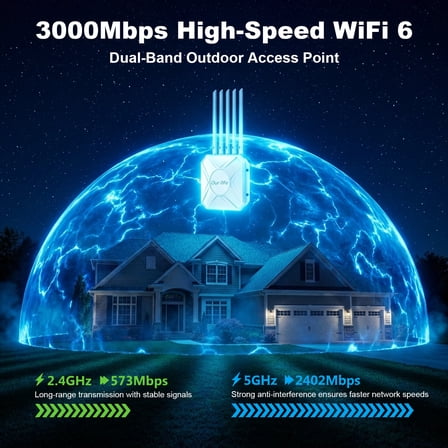 Ourlife 2026 Outdoor WiFi 6 Range Extender, AX3000 Dual Band Signal Booster with PoE, Long Range Outdoor WiFi Repeater, IP67 Waterproof (White).