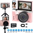 thumbnail image 1 of Ourlife 4K 75MP Digital Camera for Photography, Autofocus Vlogging Camera with 18X Zoom, 3" Flip Screen,pink, 1 of 11