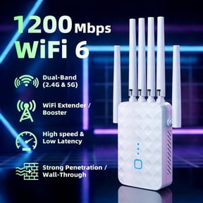 Ourlife 6-Antenna Dual Band 2026 Wifi Range Extender, 2.4GHz & 5GHz Signal Booster Repeater with 1200Mbps Speed, Wall-Through Wifi Amplifier, Ethernet Port, Repeater & AP Mode (White).