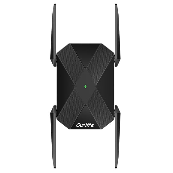 Ourlife AX3000 WiFi 6 Range Extender, 3000Mbps High Speed WiFi Extender for Home, 10,000 Sq.ft Coverage, Dual Band 2.4G/5G, Easy Setup, Black.