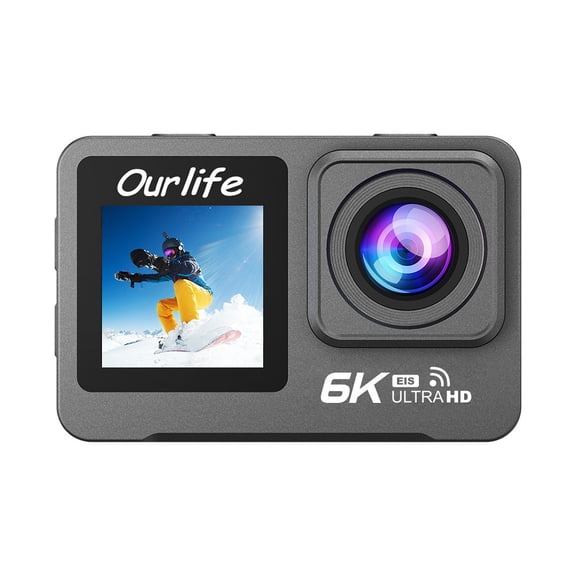 Ourlife Action Camera 6K 30FPS 50MP Waterproof Camera Underwater with EIS for Snorkeling Helmet Bike, 5X Zoom 170 Wide Angle WiFi Remote Control Sports Camera with Touch Screen, 32GB Card