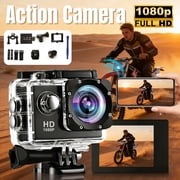 Ourlife Action Camera 1080P HD with Waterproof Case 30M Wearable Pocket Video Camera with 90  Wide Angle 12MP Photos 32GB Support, Mini Sports Camera for Teens Cycling Diving Outdoor Adventure Black