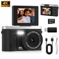 thumbnail image 1 of Ourlife Digital Camera for Kids, 4K 48MP Point and Shoot Camera with 2.0" Flip Screen, 18X Digital Zoom, Anti Shake, 32GB Memory Card, Compact Camera for Teens & Beginners, Black, 1 of 10