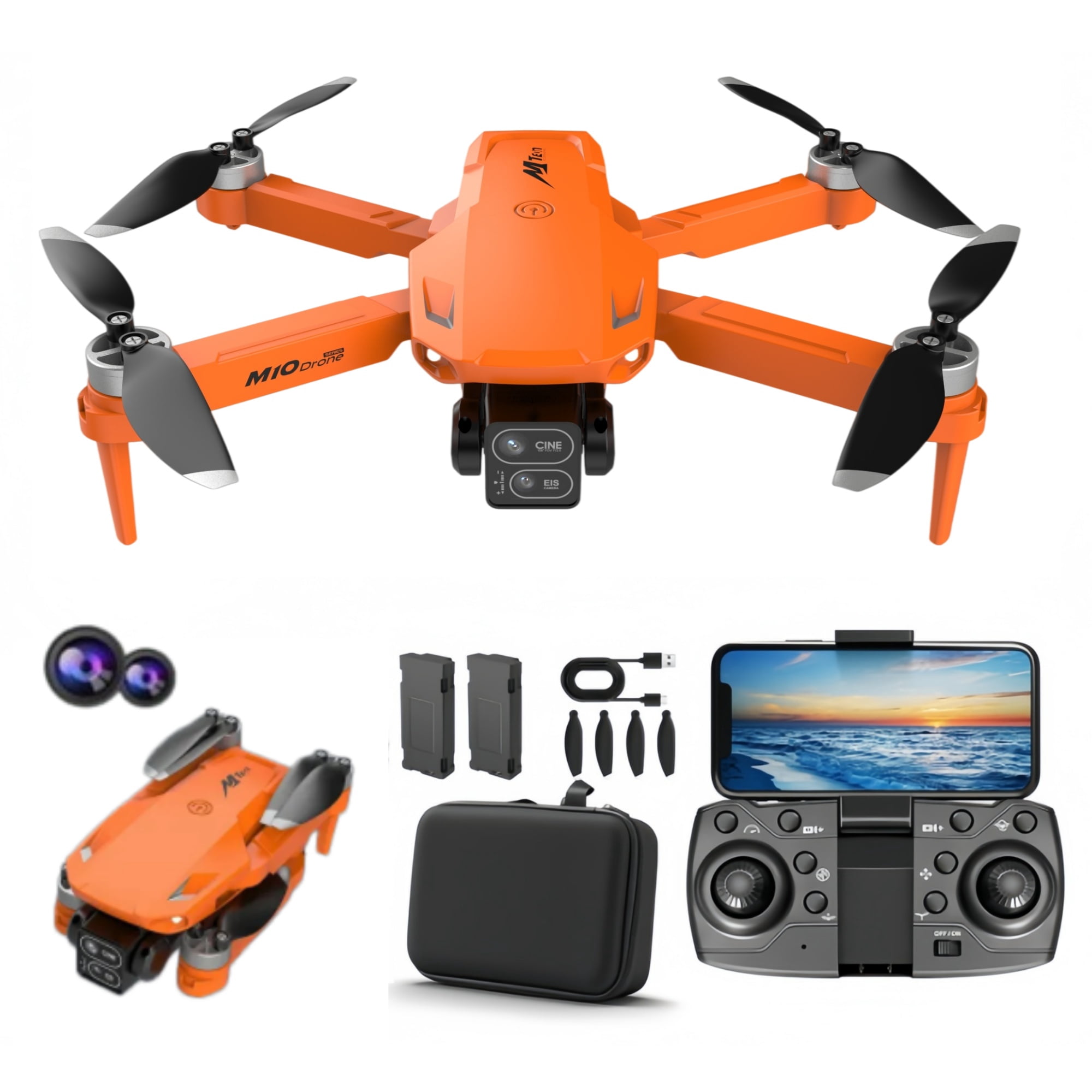 Ourlife Drone with Camera 2K for Kids & Beginners, Mini Foldable RC Quadcopter with WiFi FPV, Brushless Motor, Headless Mode, 2 Batteries, Easy to Fly Toy Drone Orange