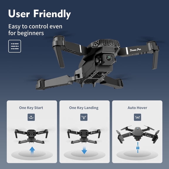 Ourlife Dual Camera Drone with 2.4" Screen Remote, 1000mAh Rechargeable Battery HD RC Quadcopter with Live View Display for Beginners & Adults,Black.