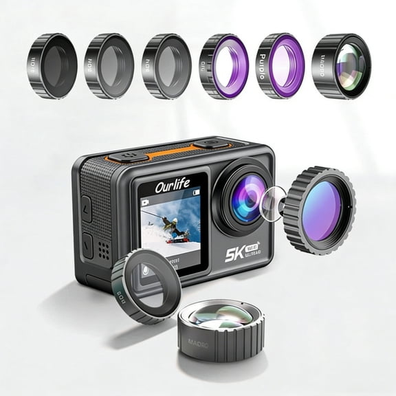 Ourlife ND Filter Kit for M81 Action Camera, 6 Pack CPL ND4 ND8 ND16 Purple MACRO Screw On Polarizing Neutral Density Filter, HD Optical Glass/Multi-Coated