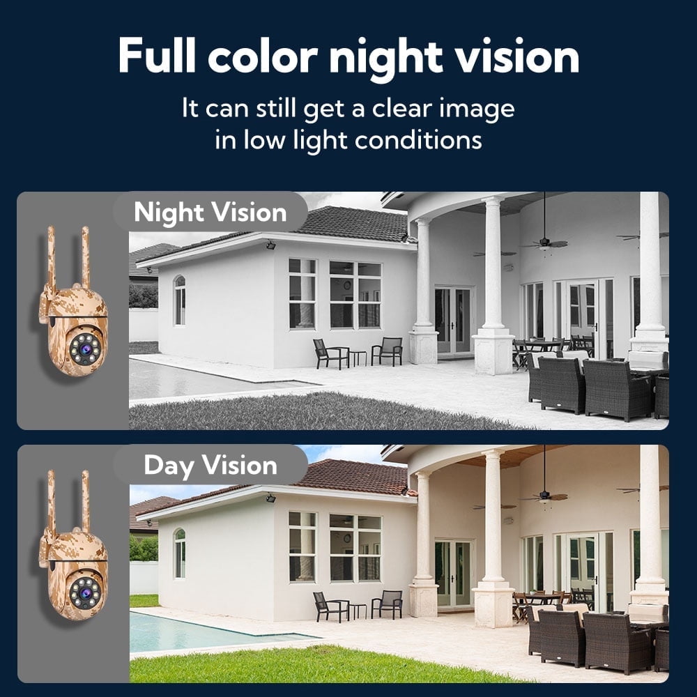 Outdoor Camouflage PTZ Security Camera, 1080P Full-Color Night Vision, Dual Antenna 2.4G WiFi, Motion Detection, Two-Way Audio, Waterproof Surveillance Camera.