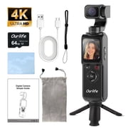 4K Vlogging Camera, Pocket Gimbal Camera with 330  Rotation, 1.72" Touch Screen, Face Tracking, 2400mAh Ultra-Long Battery Life,64G Card Travel Digital Video Camera for YouTube TikTok Creators Black