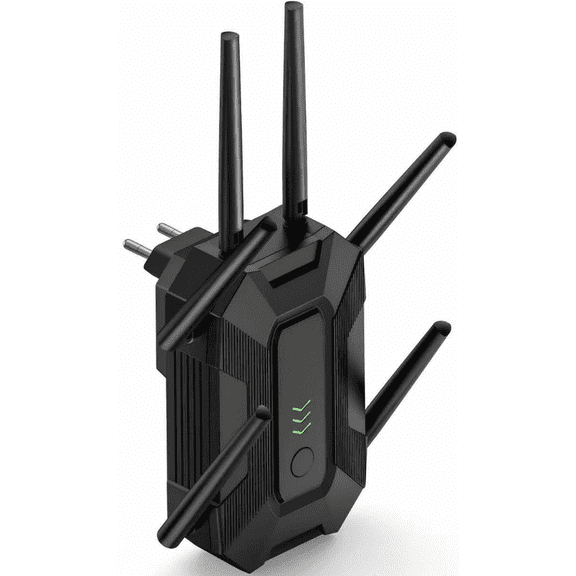 Ourlife WiFi 6 Range Extender 3000Mbps, Dual Band 2.4GHz & 5.8GHz Wireless Signal Booster, Internet Repeater and AP Mode with 6 High-Gain Antennas and Ethernet Port (Black)