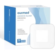 Ourmed Island Dressing 4x4, 50 Pcs, Sterile Self-Adhesive Gauze, Highly Absorbent, Latex-Free
