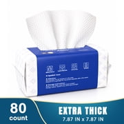 Ourmed Life 80Ct 80gsm Thick Disposable Face Towels Cleansing Wipes 7.8" x 7.8" Dry Facial Washcloths