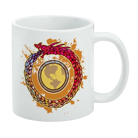 Ouroboros Snake Eating Tail Circle White Mug