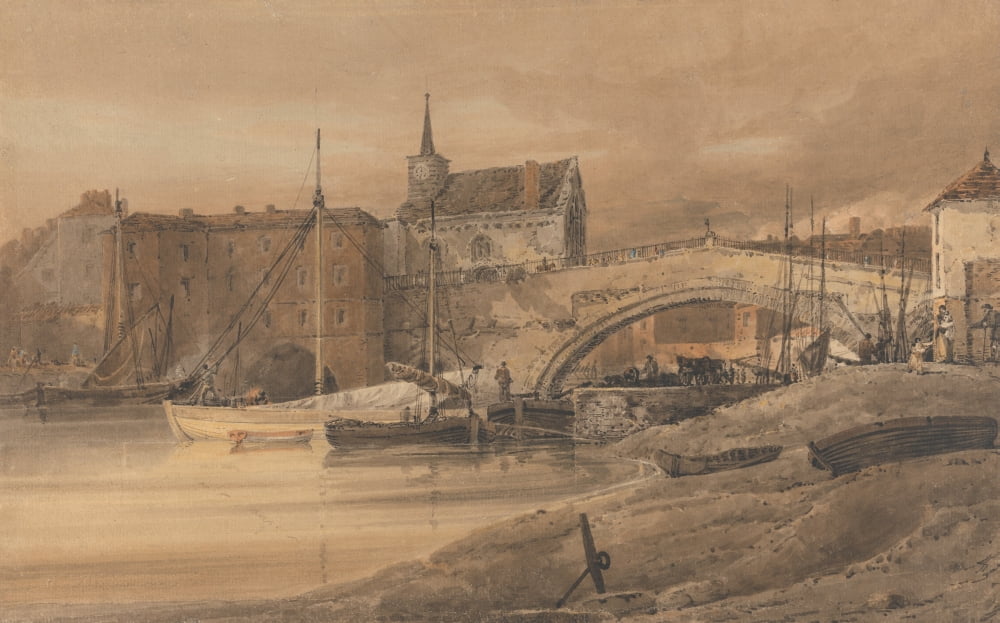 Ouse Bridge York c1800 Canvas Art - Thomas Girtin (24 x 36)