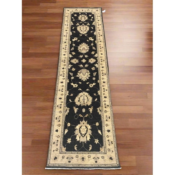 Oushak Black 2' 7"X10' Handmade Wool Runner Rug # 10289