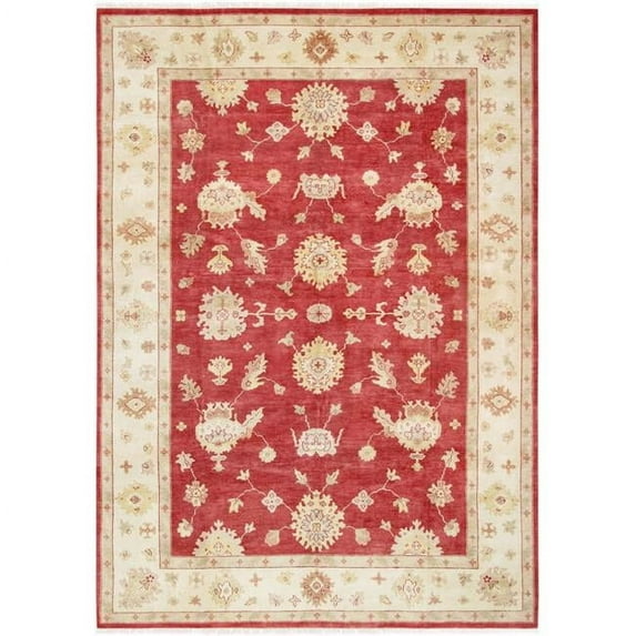 Oushak Collection Hand-Knotted Lamb's Wool Area Rug- 9' 10' X 13' 11' - Red - 9'10' X 13'11'