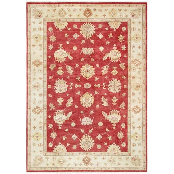 Oushak Collection Hand-Knotted Lamb's Wool Area Rug- 9' 10' X 13' 11' - Red - 9'10' X 13'11'