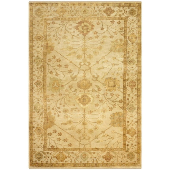 Oushak Ivory Medium Rectangle Rug-Color:Ivory,Shape:Medium Rectangle,Size:6' x 9'
