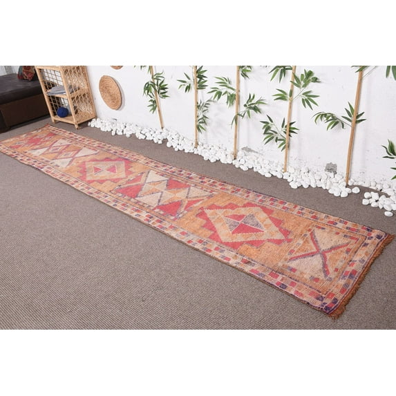 Oushak Rug, 2.4x12.3 ft Runner Rug, Vintage Rug, Turkish Rugs, Cool Rugs