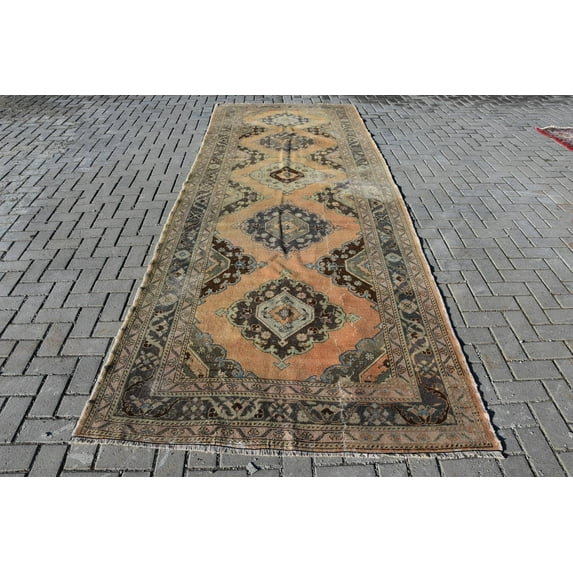 Oushak Rug, Oriental Rug, Vintage Rug, 4.7x12.8 ft Runner Rug, Turkish Rug