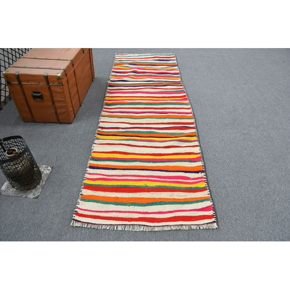 Oushak Rug, , Rugs For Area, Vintage Rug, White Antique Rug, 2.9x9 ft Area Rug, Turkish Rug, Herki Rug, Aztec Dining Room Rug
