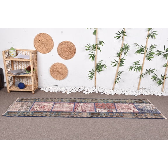 Oushak Rug, Vintage Rugs, Turkish Rug, 2.2x7.7 ft Runner Rug, Kitchen Rug