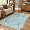 Oushak Washable 3x5 Area Rug Non Slip Vintflblue Modern Kitchen Rugs ...