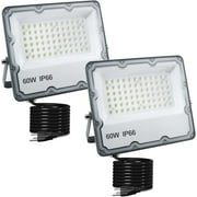 Ouside Waterproof 60W Led Outdoor Flood & Security Lights 2 Pack