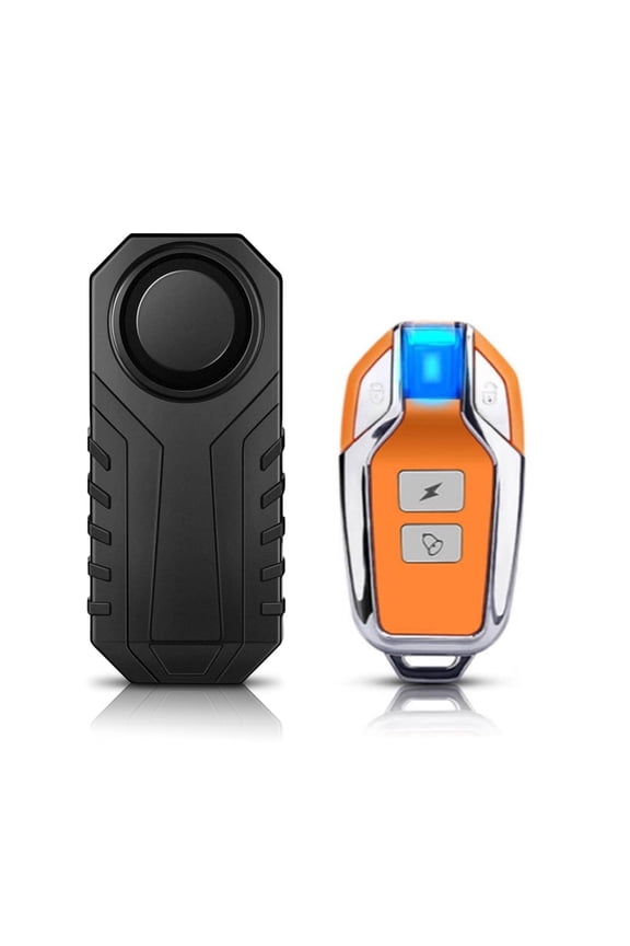 Ouspow Bike Alarm with Remote Controller,Anti-theft Bicycle IP55 Waterproof Vehicle Security Accessories,SOS Function,Orange