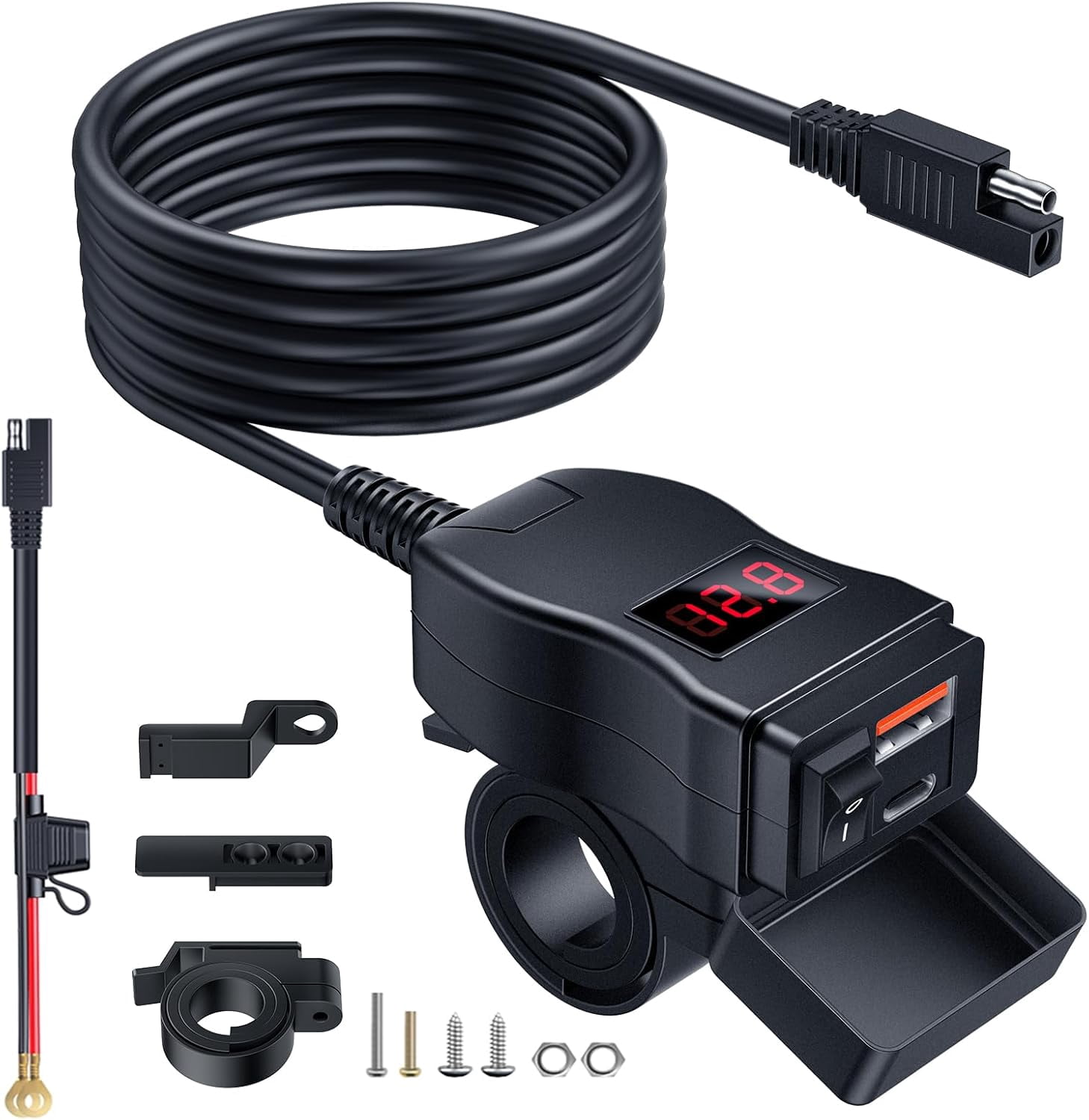 Ouspow Motorcycle USB Fast Cellular Charger Waterproof Type C Port ...
