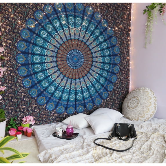Oussum Bohemian Mandala Tapestry Wall Hanging Indian Gold Throw