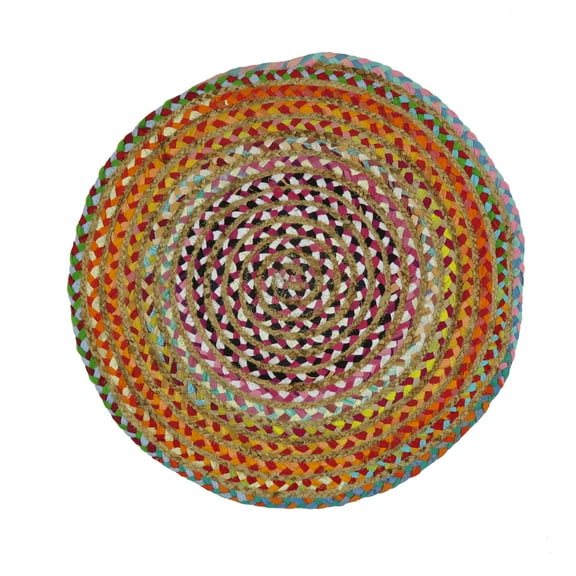 Oussum Braided Cotton Jute Area Rug Hand Woven Chindi Rugs Living Room Decor Round Area Runner