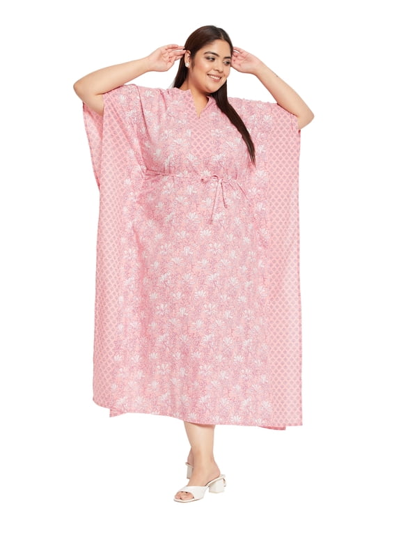 Cotton Kaftan For Women Plus Size Maxi Length Beach Caftan Loungewear Dress