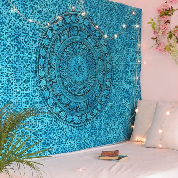 Oussum Elephant Tapestries , Blue