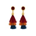 thumbnail image 1 of Oussum Gold Metal Triple Layer Tassel Earrings, 1 of 4