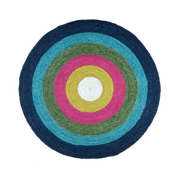 Oussum Hand Woven Natural Jute Area Rug Multicolor Round Indoor Home Décor Area Runner Online