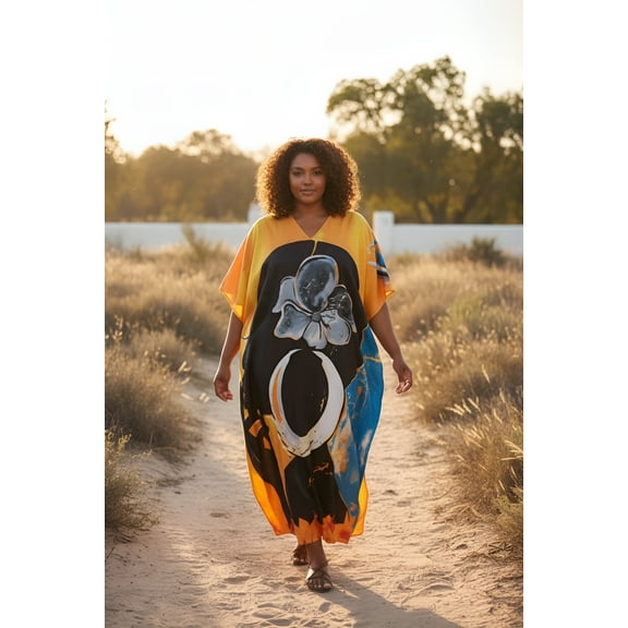 Oussum Kaftan For Women Plus Size Maxi Length Beach Caftan Loungewear Dress