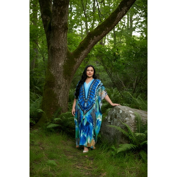 Oussum Kaftan For Women Plus Size Maxi Length Beach Caftan Loungewear Dress