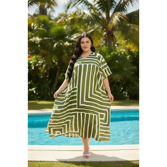 Oussum Kaftan For Women Plus Size Maxi Length Beach Caftan Loungewear Dress