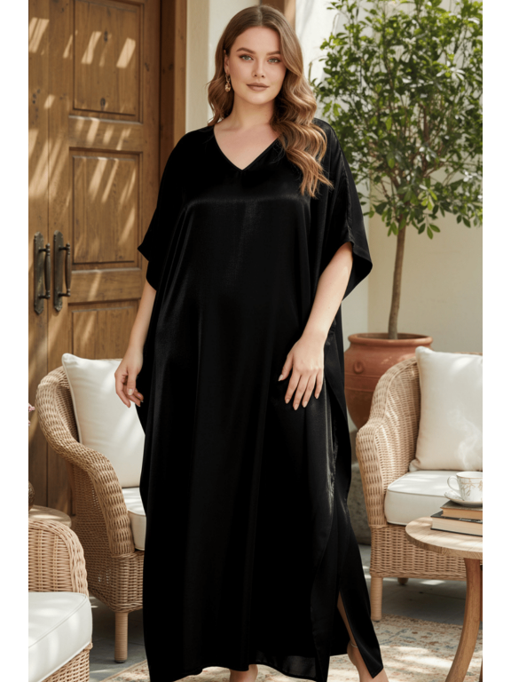 Kaftan for Women Plus Size Satin Caftan Dress Resort Wear Beach Cover up Pumpkin Silk