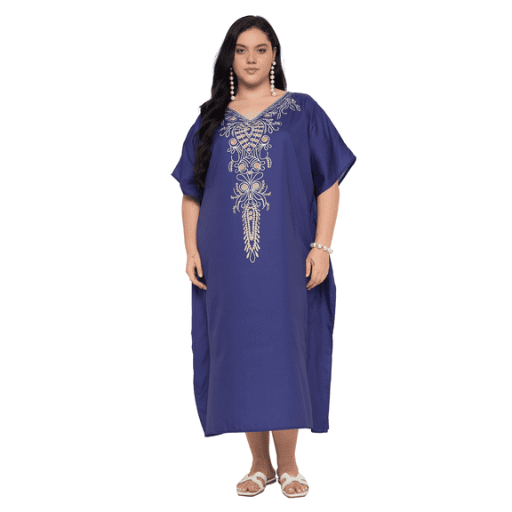 Oussum Plus Size Caftan Dress for Women Summer Beach Caftan Swimsuit Cover up Long Maxi Dress Fits 1X to 3X