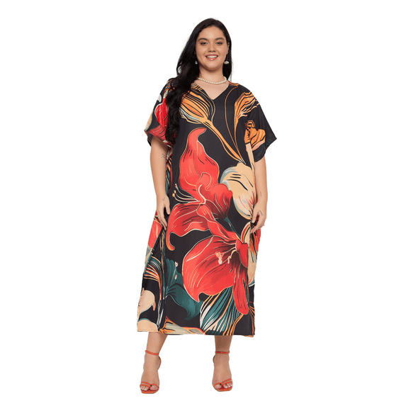 Oussum Plus Size Caftan Dress for Women Summer Beach Caftan Swimsuit Cover up Long Maxi Dress Fits 1X to 3X