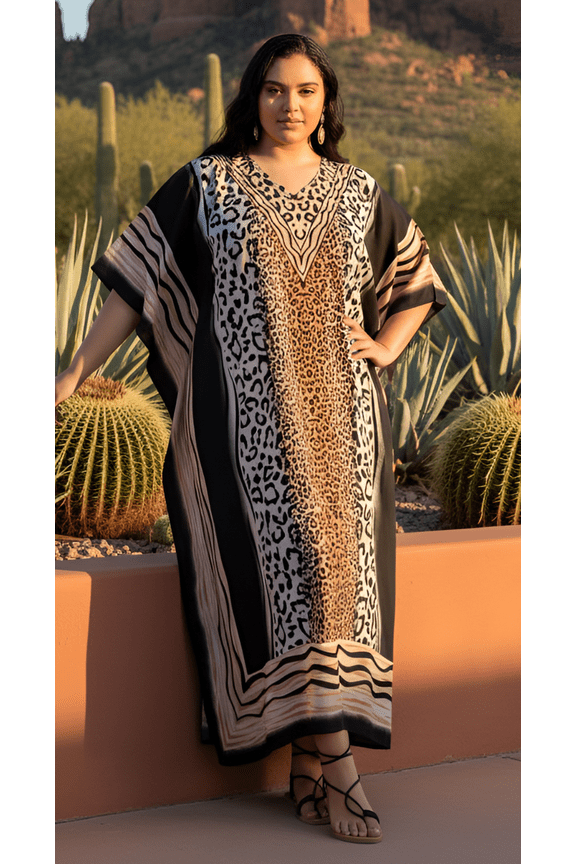 Plus Size Caftan Dress for Women Summer Beach Caftan Swimsuit Cover up Long Maxi Dress Fits 1X to 3X