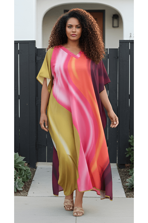 Plus Size Caftan Dresses for Women Long Ladies Maxi, Size 1X to 3X