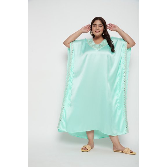 Oussum Plus Size Embroidered Kaftan Dresses for Women Long Solid Caftan Dress