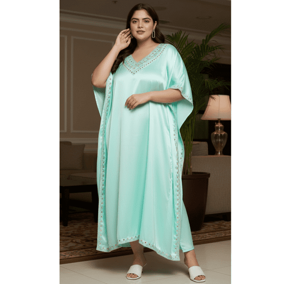 Oussum Plus Size Embroidered Kaftan Dresses for Women Long Solid Caftan Dress